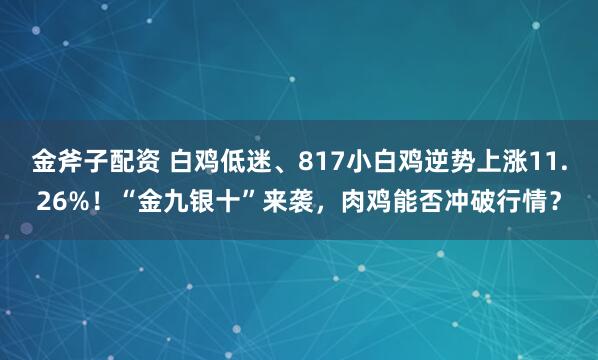 金斧子配资 白鸡低迷、817小白鸡逆势上涨11.26%！“金九银十”来袭，肉鸡能否冲破行情？