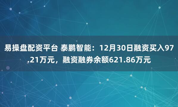 易操盘配资平台 泰鹏智能：12月30日融资买入97.21万元，融资融券余额621.86万元